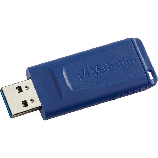 Verbatim 128GB USB Flash Drive - Blue - 128 GB - Blue - 1 Pack - Retractable, Capless