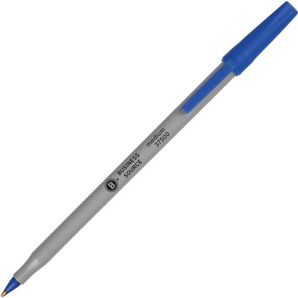  Business Source Bulk Pack Ballpoint Stick Pens - Medium Pen Point - Blue - Tungsten Carbide Tip - 60/Box