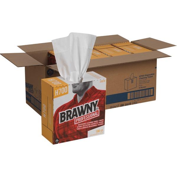 Brawny Industrial Wipers - White - 100 Quantity Per Box - 500 / Carton