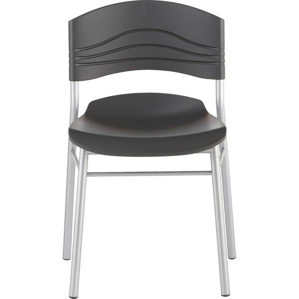 Iceberg CafeWorks Cafe Chairs, 2-Pack - Black Polyethylene Seat - Polyethylene Back - Powder Coated Steel Frame - Four-legged Base - Graphite - 21