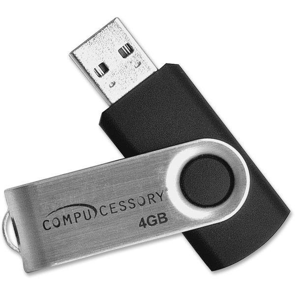 Compucessory 4GB USB 2.0 Flash Drive - 4 GB - USB 2.0 - 12 MB/s Read Speed - 5 MB/s Write Speed - Aluminum 