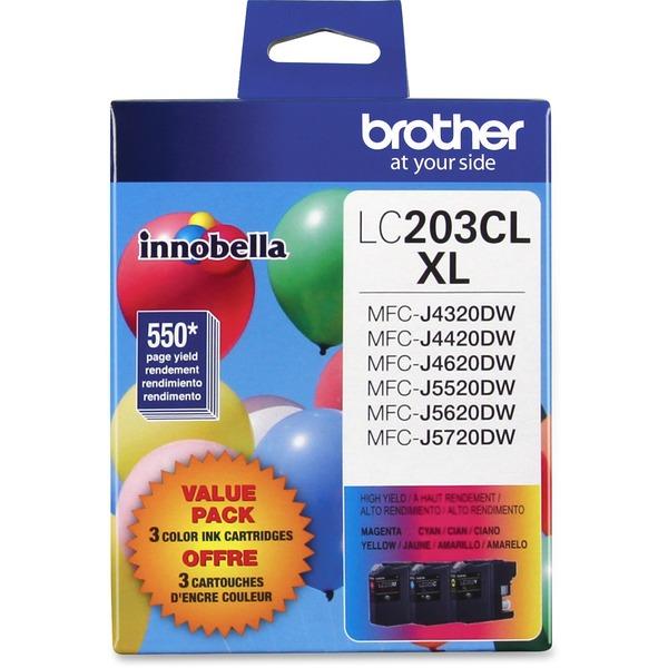 Brother Genuine Innobella LC2033PKS High Yield Ink Cartridges - Inkjet - High Yield - 550 Pages Cyan, 550 Pages Magenta, 550 Pages Yellow - Cyan, Magenta, Yellow - 3 / Pack