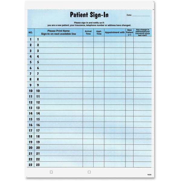 Tabbies Patient Sign-In Label Forms - 125 Sheet(s) - Blue - 125 / Pack