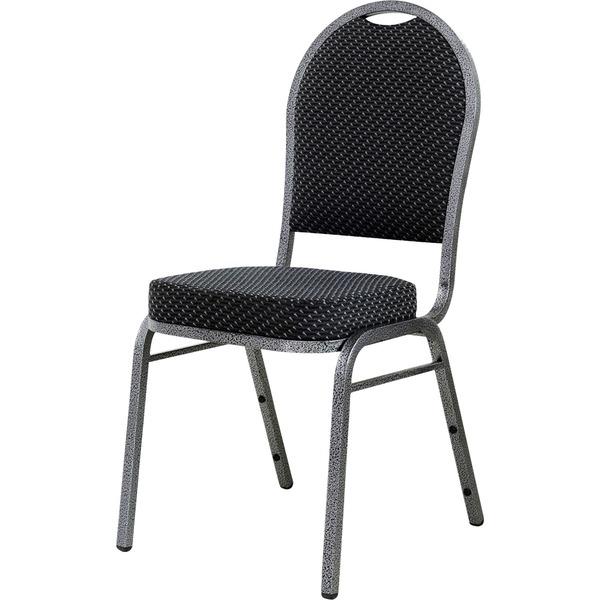 Lorell Upholstered Textured Fabric Stacking Chairs - 4/CT - Gray Fabric Seat - Gray Fabric Back - Steel Frame - Four-legged Base - 15.90