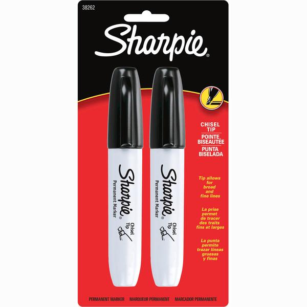 Sharpie Chisel Tip Permanent Marker - Chisel Marker Point Style - Black Alcohol Based Ink - 2 / Pack