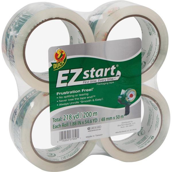 Duck Brand EZ Start Crystal Clear Packaging Tape - 54.60 yd Length x 1.88