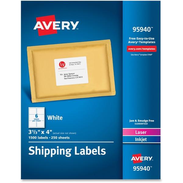 Avery® Shipping Labels - Sure Feed - Permanent Adhesive - 3 1/3