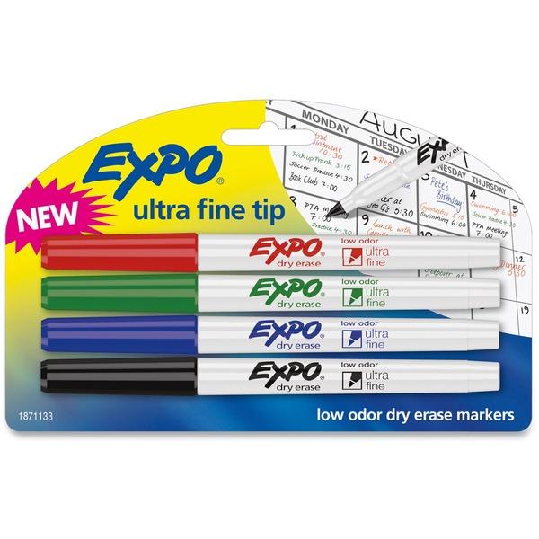  Expo Low Odor Markers - Ultra Fine Marker Point - Assorted - 4/Set