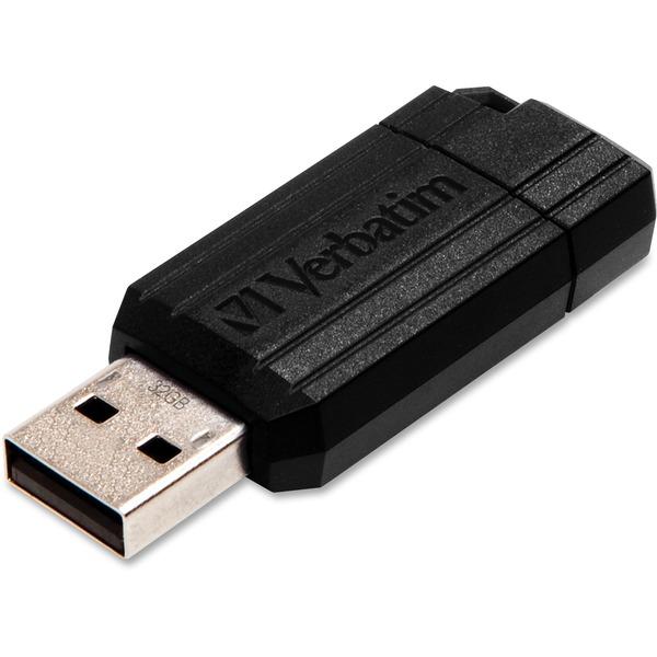 Verbatim 32GB Pinstripe USB Flash Drive - Black - 32 GB - Black