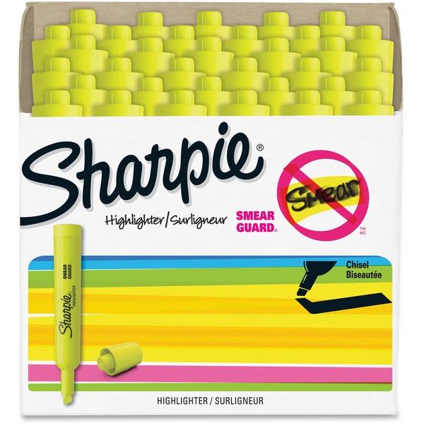 Sharpie SmearGuard Tank Style Highlighters - Narrow, Wide Marker Point - Chisel Marker Point Style - Fluorescent Yellow