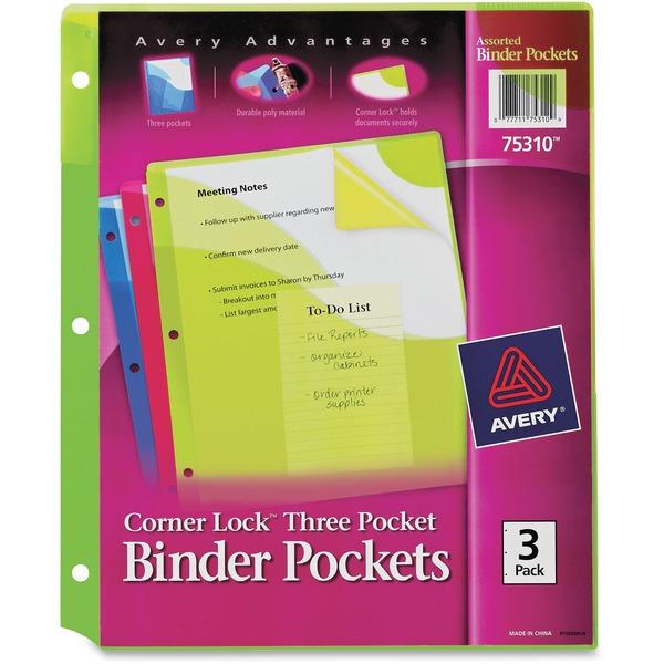 Avery® Corner Lock Binder Pockets - 20 x Page Capacity - For Letter 8 1/2