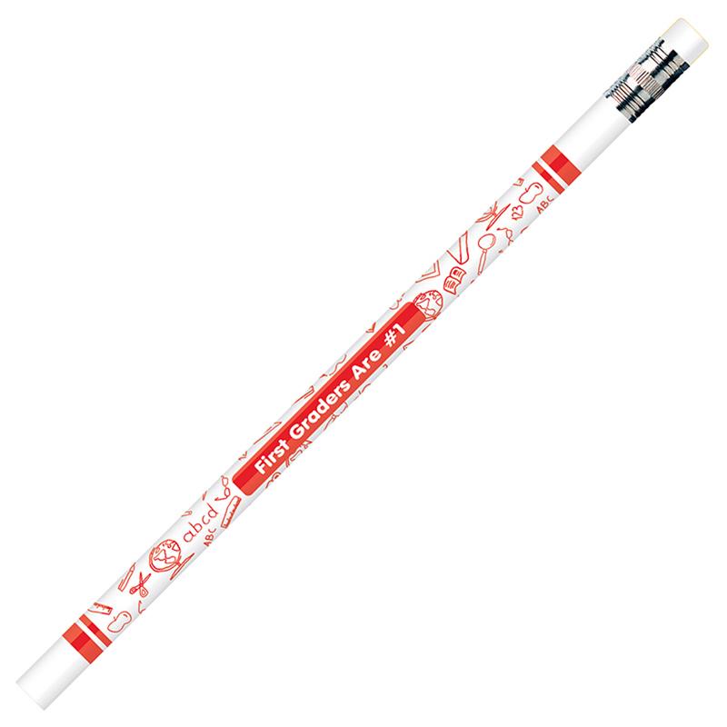 Moon Products First Graders #1 Wood Pencils - #2 Lead - White Wood Barrel - 12 / Dozen