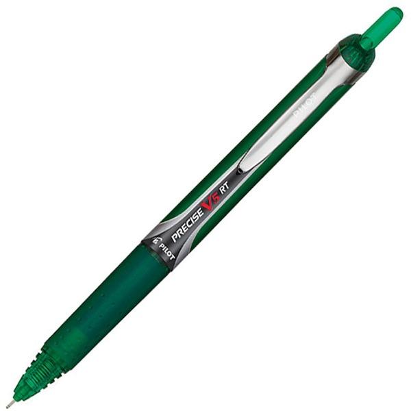 Pilot Precise V5 RT Extra-Fine Premium Retractable Rolling Ball, Pens - Extra Fine Pen Point - 0.5 mm Pen Point Size - Needle Pen Point Style - Refillable - Retractable - Green - Green Barrel - 1 Doze