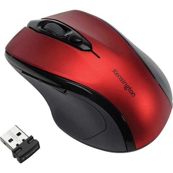  Kensington Pro Fit Mid- Size Wireless Mouse Graphite Gray - Optical - Wireless - Radio Frequency - 2.40 Ghz - Ruby Red - Usb - 1750 Dpi - Scroll Wheel - 3 Button (S)- Right- Handed Only