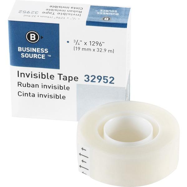 Business Source Invisible Tape Dispenser Refill Roll - 36 yd Length x 0.75