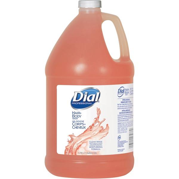 Dial Professional DialBody/Hair Shampoo - Peach Scent - 1 gal (3.8 L) - Body, Hair, Skin - Peach - pH Balanced, Hypoallergenic, Rich Lather - 4 / Carton