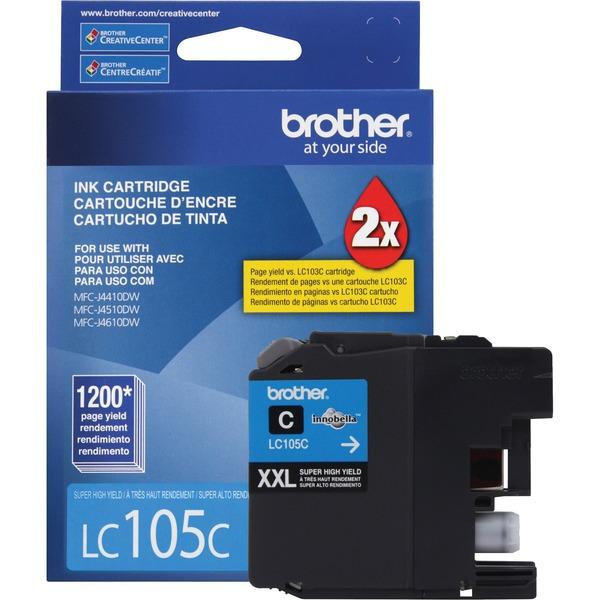 Brother Genuine Innobella LC105C Super High Yield Cyan Ink Cartridge. - Inkjet - High Yield - 1200 Pages - Cyan - 1 Each