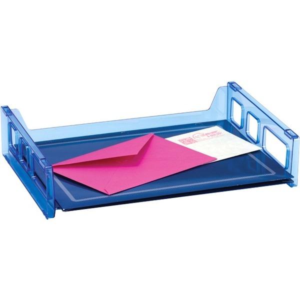 OIC Blue Glacier Side Load Letter Tray, Transparent Blue - 9 Compartment(s) - 2.8