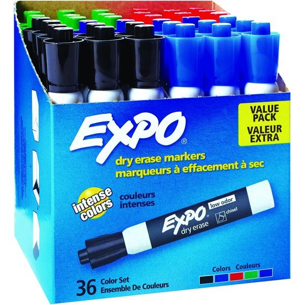  Expo Low- Odor Dry Erase Chisel Tip Markers - Chisel Marker Point Style - Assorted