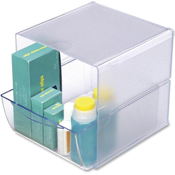Deflecto Stackable Cube Organizer - 2 Compartment(s) - 1 Drawer(s) - 6