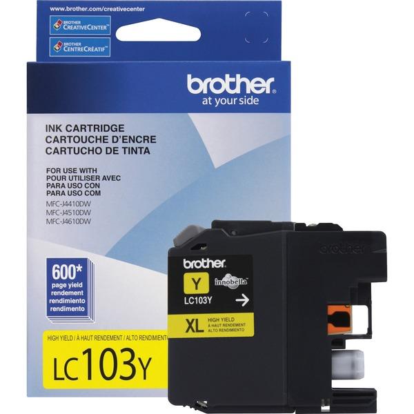 Brother Genuine Innobella LC103Y High Yield Yellow Ink Cartridge - Inkjet - High Yield - 600 Pages - Yellow - 1 Each