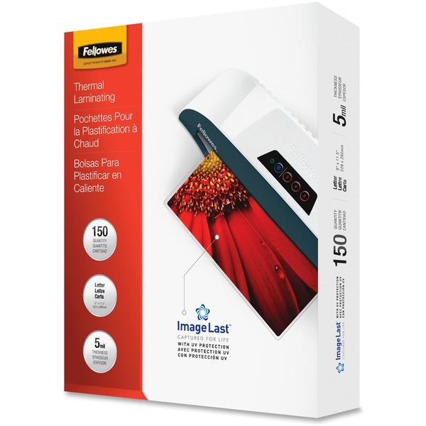 Fellowes Thermal Laminating Pouches - ImageLast™, Jam Free, Letter, 5mil, 150 pack - Sheet Size Supported: Letter - Laminating Pouch/Sheet Size: 9