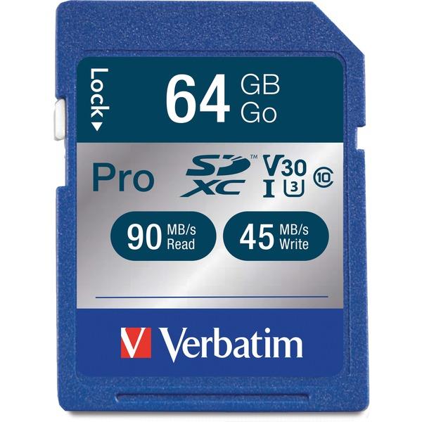  Verbatim 64gb Pro 600x Sdxc Memory Card, Uhs- 1 Class 10 - 64gb Sdxc - 1pk