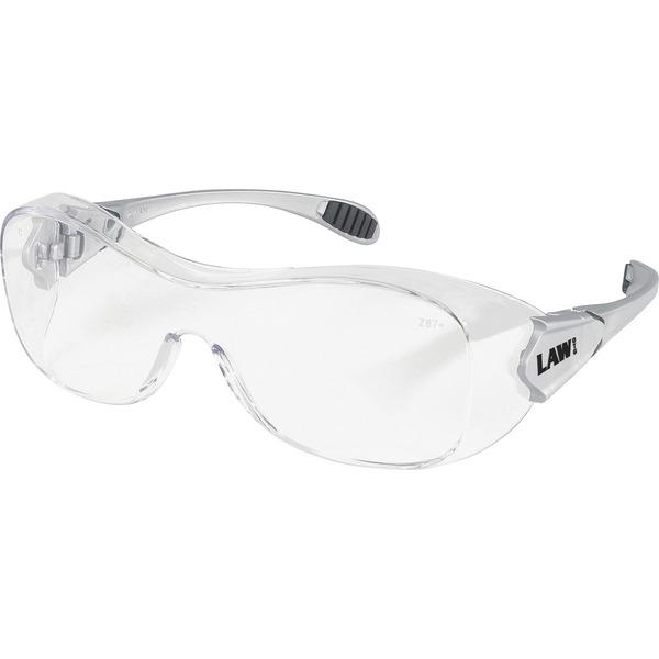 Crews Anti-fog Safety Glasses - Anti-fog, Non-slip, Scratch Resistant, Durable, Ratcheting Temple Design - Ultraviolet Protection - Nylon Temple, Polycarbonate Frame - Clear, Steel, Black, Silver - 1 
