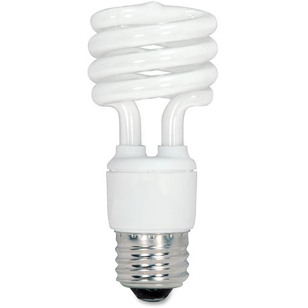 Satco 13-watt Fluorescent T2 Spiral CFL Bulb - 13 W - 120 V AC - Spiral - T2 Size - Soft White Light Color - E26 Base - 12000 Hour - 4400.3°F (2426.8°C) Color Temperature - 82 CRI - Energy Sav