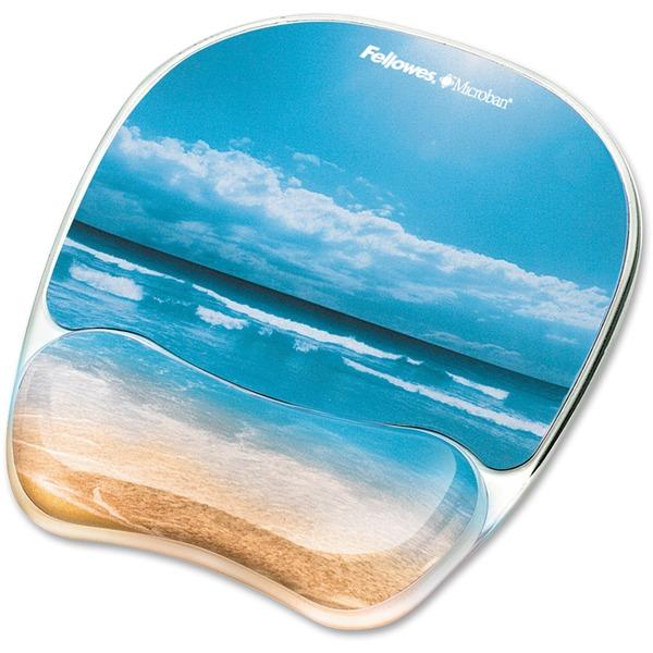 Fellowes Photo Gel Mouse Pad Wrist Rest with Microban® - Sandy Beach - 9.3
