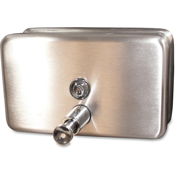  Genuine Joe Stainless 40oz Soap Dispenser - Manual - 1.25 Quart Capacity - Stainless Steel - 1each