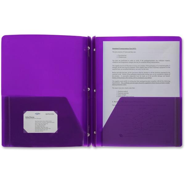  Business Source 3- Hole Punched Poly Portfolios - Letter - 8 1/2 