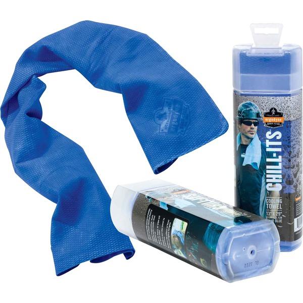 Ergodyne Chill-Its 6602 Evaporative Cooling Towel - Blue - Polyvinyl Alcohol (PVA)