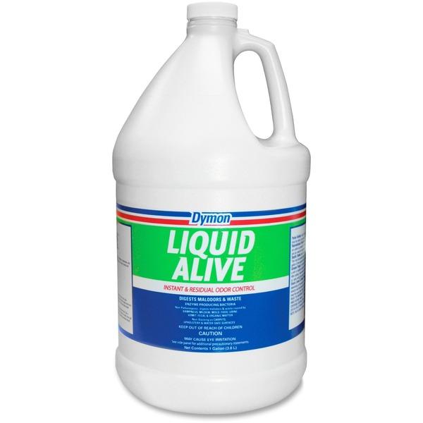 Dymon Liquid Alive Odor Digester - Liquid - 128 fl oz (4 quart) - Natural Scent - 4 / Carton - White, Green