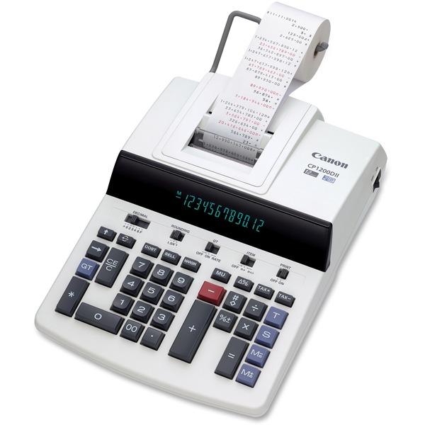 Canon CP1200DII Commercial Desktop Calculator - Dual Color Print - 4.3 lps - 4-Key Memory, Heavy Duty, Kickstand, Easy-to-read Display, Extra Large Display, Item Count, Independent Memory - 12 Digits 