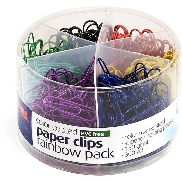 OIC Coated Paper Clips Tub - 450 / Pack - Assorted