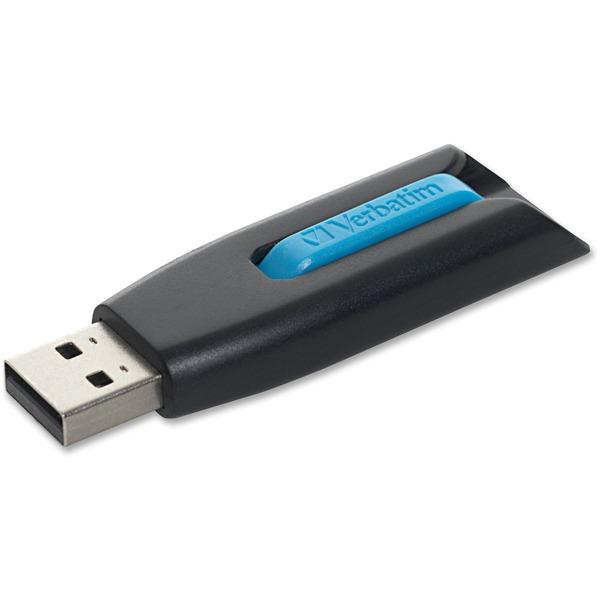 Verbatim 16GB Store 'n' Go V3 USB 3.0 Flash Drive - Blue - 16 GB USB 3.0 - Black/Blue - 1 Pack - Retractable