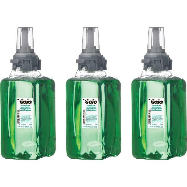 Gojo® ADX-12 Botanical Foam Soap Refill - Botanical Scent - 42.3 fl oz (1250 mL) - Push Pump Dispenser - Skin, Hand - Green - Rich Lather, Moisturizing, Eco-friendly - 3 / Carton