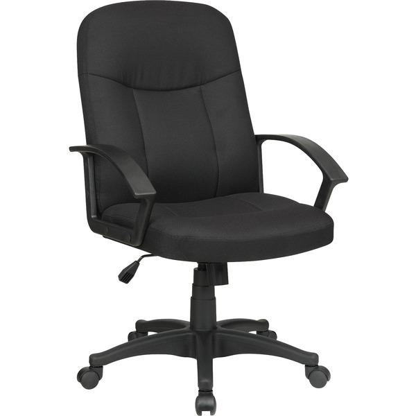 Lorell Executive Fabric Mid-Back Chair - Black Fabric Seat - Black Fabric Back - Black Frame - 5-star Base - 20.50