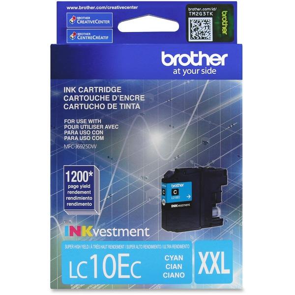 Brother Genuine LC10EC INKvestment Super High Yield Cyan Ink Cartridge - Inkjet - Super High Yield - 1200 Pages - Cyan - 1 Each