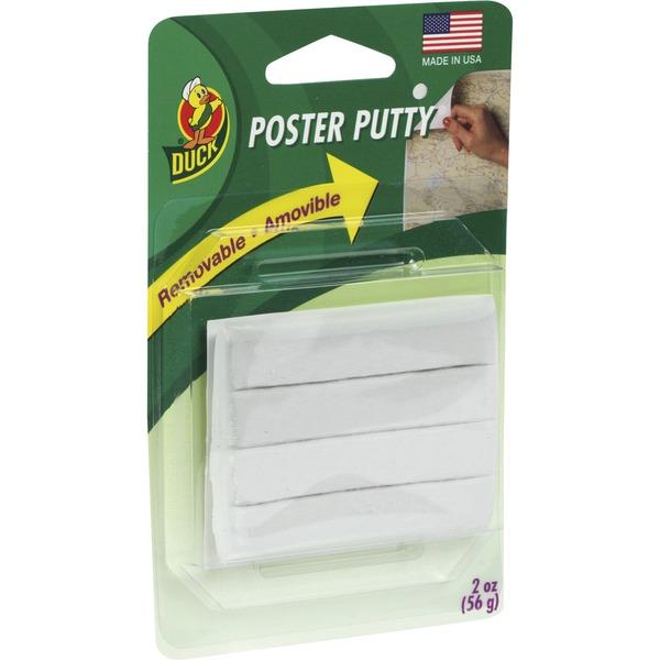 Duck Brand Poster Mounting Putty - 12 Packs - Non-toxic, Removable, Reusable - 48 / Carton - 4 Strips/Pack - White