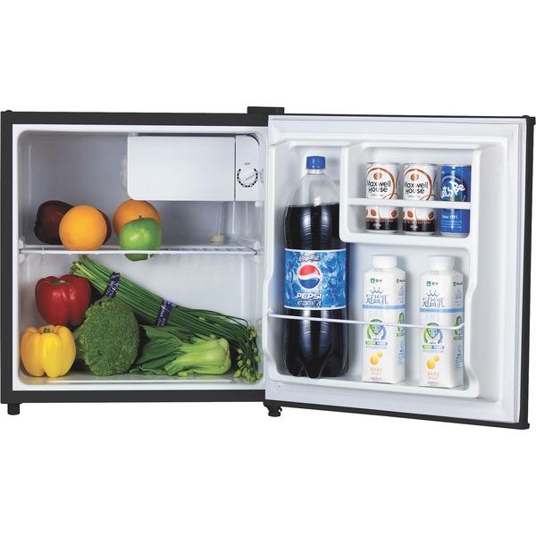 Lorell 1.6 cu.ft. Compact Refrigerator - 1.60 ft³ - Manual Defrost - Reversible - 1.60 ft³ Net Refrigerator Capacity - Black - Steel, Fiberglass, Plastic