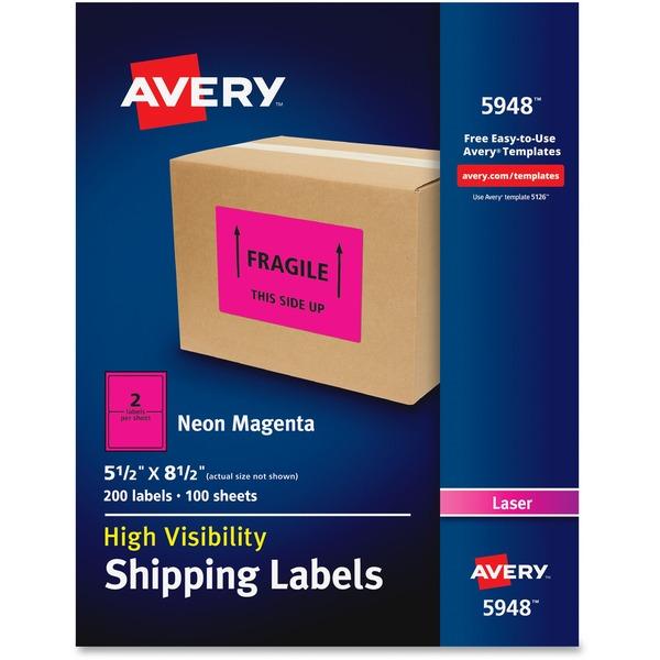 Avery® High-Visibility Shipping Labels - Permanent Adhesive - 8 1/2