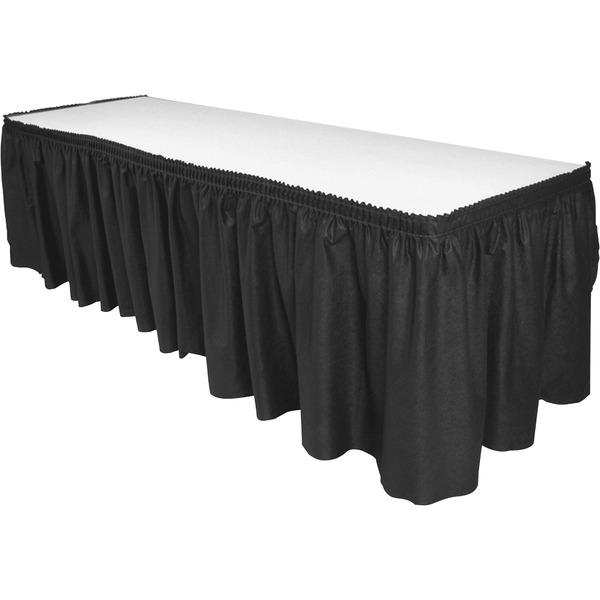 Genuine Joe Nonwoven Table Skirts - 14 ft Length - Adhesive Backing - Polyester - Black - 1 Each
