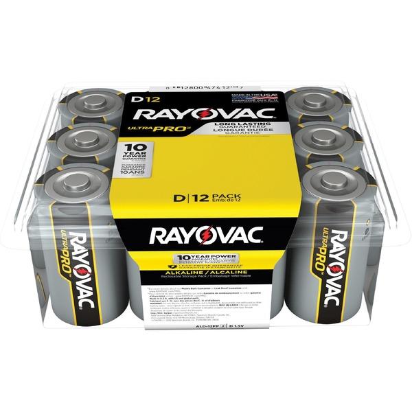 Rayovac Ultra Pro Alkaline D Batteries - For Multipurpose - D - 1.5 V DC - Alkaline - 12 / Pack