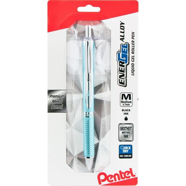 Pentel EnerGel Alloy Gel Pen - Medium Pen Point - 0.7 mm Pen Point Size - Refillable - Retractable - Black Gel-based Ink - Aluminum Alloy Barrel