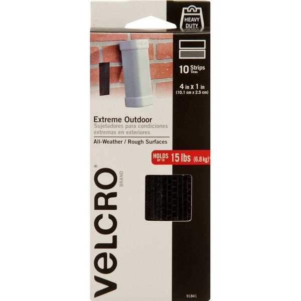 VELCRO Brand Extreme Outdoor 4in x 1in Strips. Black . 10 ct. - 4