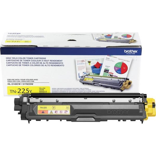 Brother Genuine TN225Y High Yield Yellow Toner Cartridge - Laser - High Yield - 2200 Pages - Yellow - 1 Each