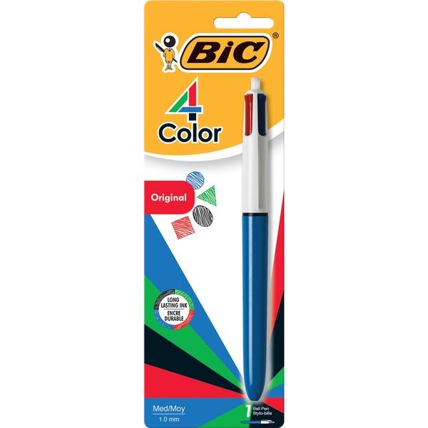 Bic 4- Color Retractable Pen - Fine, Medium Pen Point - Refillable - Retractable - Multi, Black, Red, Green - 1 Pack
