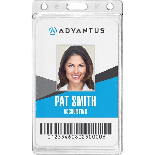 Advantus Frosted Vertical Rigid ID Holder - Support 2.13